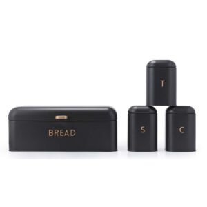 Salter Pebble 4-Piece Bread Bin & Canister Set – Charcoal