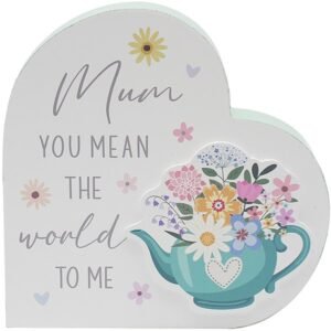Mum Plaque –  Standing Heart Green